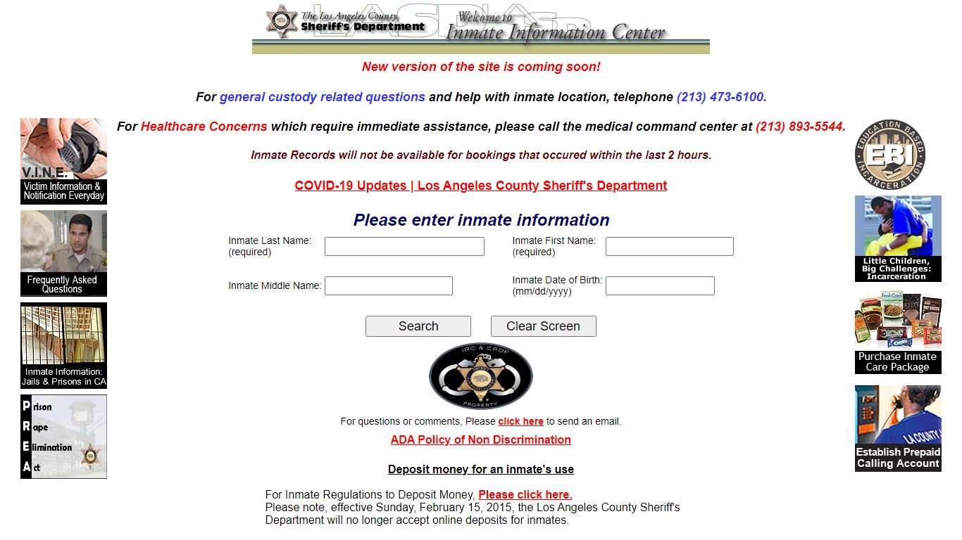 LASD Inmate Information Center - Inmate Search